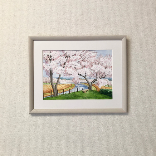 春爛漫02」透明水彩画 原画 風景画 額縁付 F4サイズ 絵画 Oni 春爛漫02」透明水彩画 原画 風景画 額縁付 F4サイズ 絵画 Oni