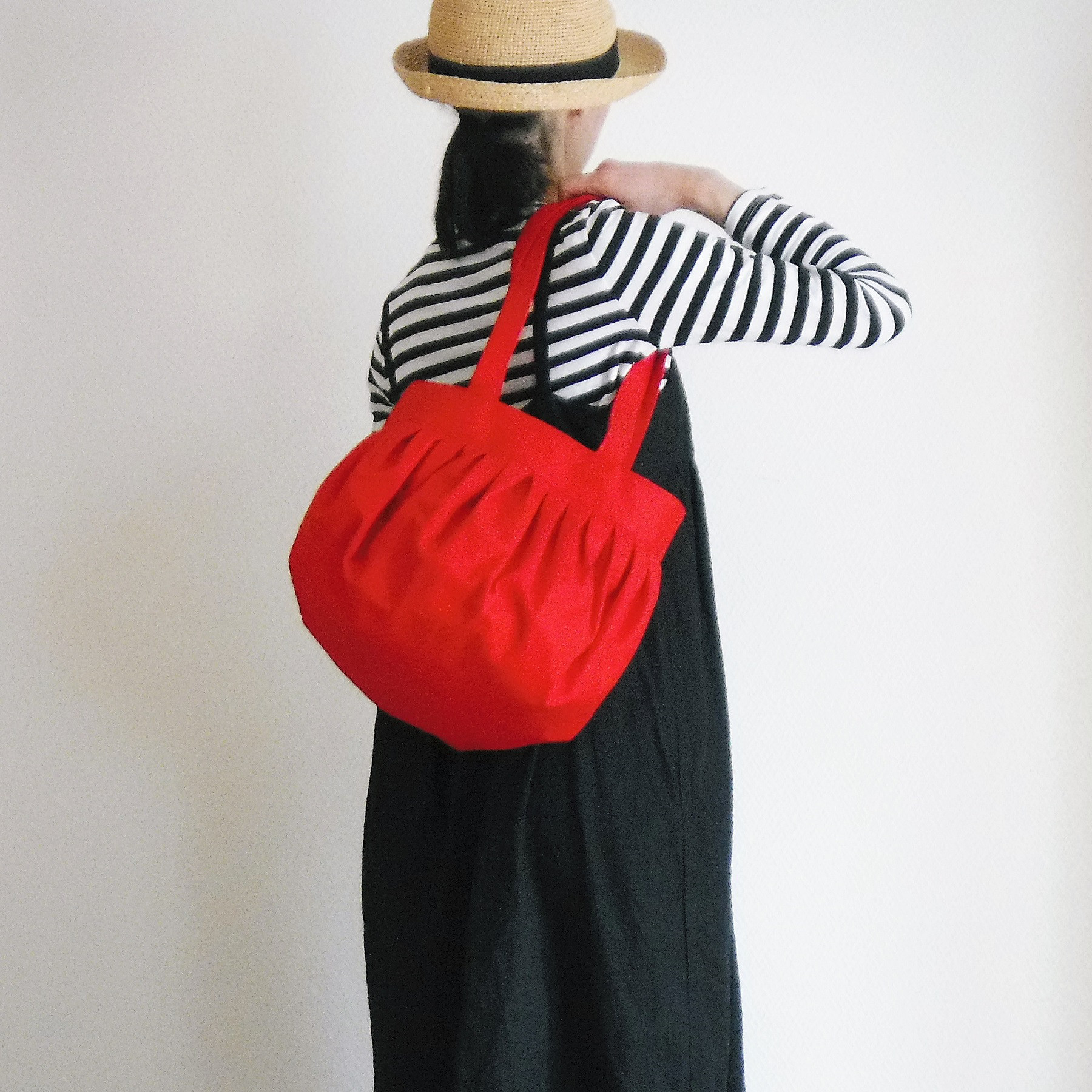 レッド/Mサイズ/balloon balloon トートバッグ/11号帆布【受注制作】