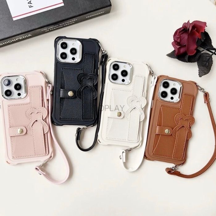 ♡IPHONE対応♡アイフォーンハンドストラップ付き スマホショルダーカード収納 15pro 15 14 13 12