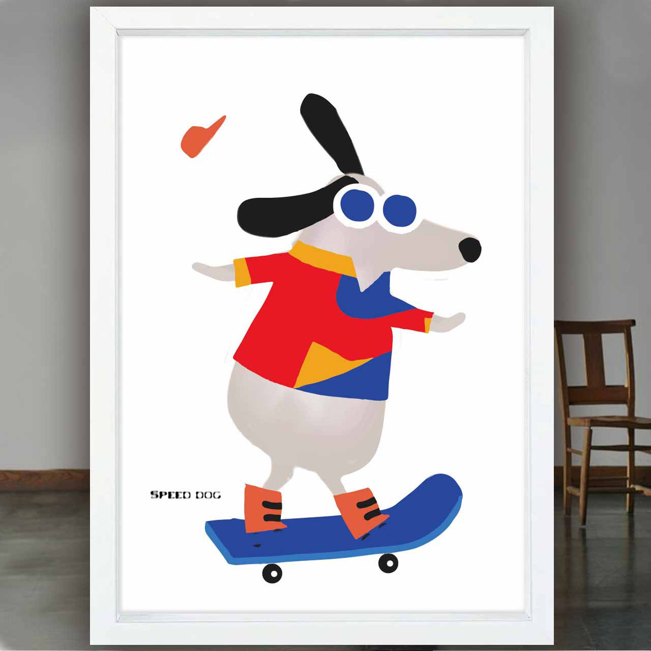SPEED DOG 　犬　イラスト　ポスター　A4 A3 A2 A1　アート  　アートポスター　2405