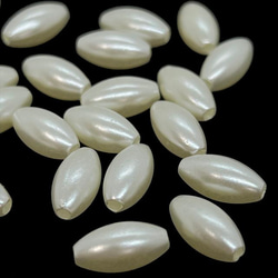 【20顆】珍珠珠★欖尖形/12×6mm★米白色 棗紅色 樹脂珍珠 塑膠珍珠 第3張的照片