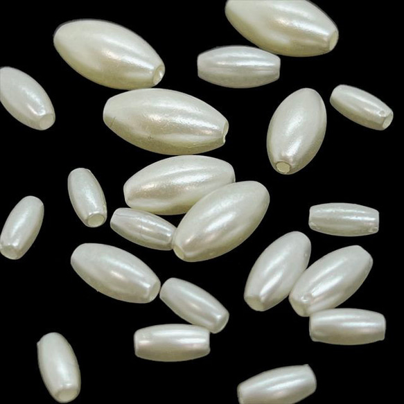 【20顆】珍珠珠★欖尖形/12×6mm★米白色 棗紅色 樹脂珍珠 塑膠珍珠 第4張的照片