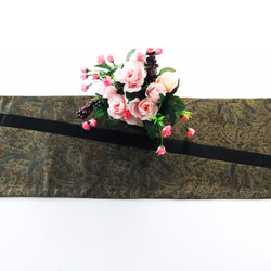 【(16)1838】30×96・和風大型マット・古典柄・大正昭和時代の帯からリメイク 2枚目の画像