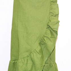 Frill Design Ribbon Wrap Skirt (green) ロングスカート グリーン 緑 カジュアル 4枚目の画像