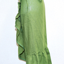 Frill Design Ribbon Wrap Skirt (green) ロングスカート グリーン 緑 カジュアル 6枚目の画像