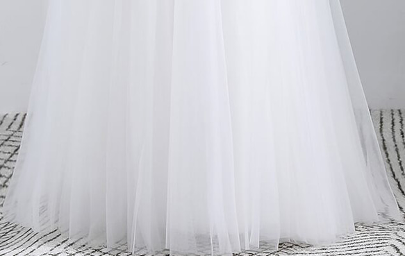 リーフデザイン 七分袖 チュール ウエディングドレス（WD242017） 6枚目の画像