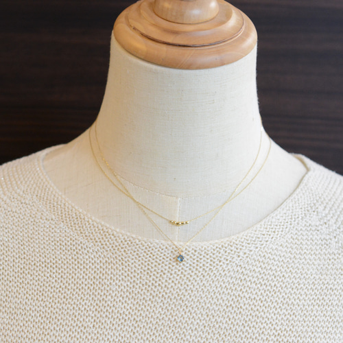 K10キラキラミラーボールネックレス 華奢 ネックレス・ペンダント