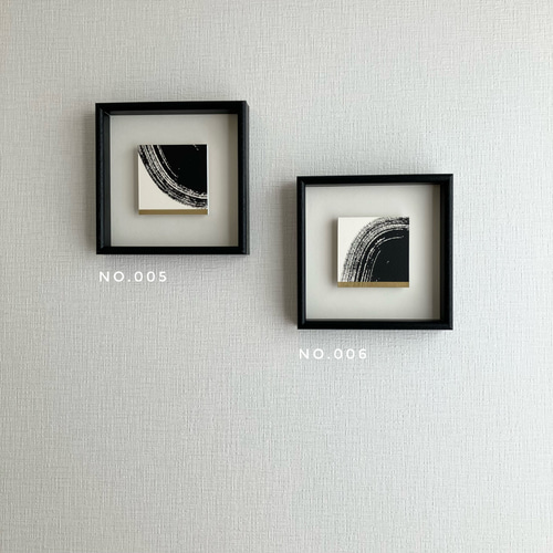 和モダン」額装ミニアートパネル【No.006】墨×アンティークゴールド