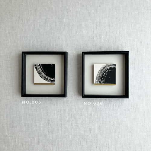 和モダン」額装ミニアートパネル【No.006】墨×アンティークゴールド