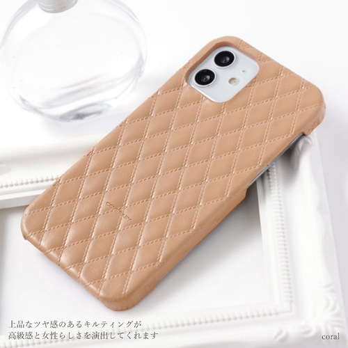 本革 レザーほぼ 全機種対応 スマホケース キルティング iPhone