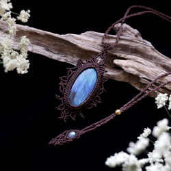 カイヤナイト・ラブラドライトとクリアクォーツの天然石マクラメ