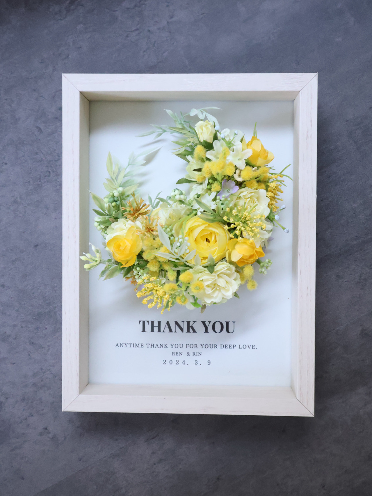 【受注制作＊フレームアレンジ】クレセント型/両親贈呈品、記念日ギフト、ご長寿祝い、誕生日、送別ギフト2024