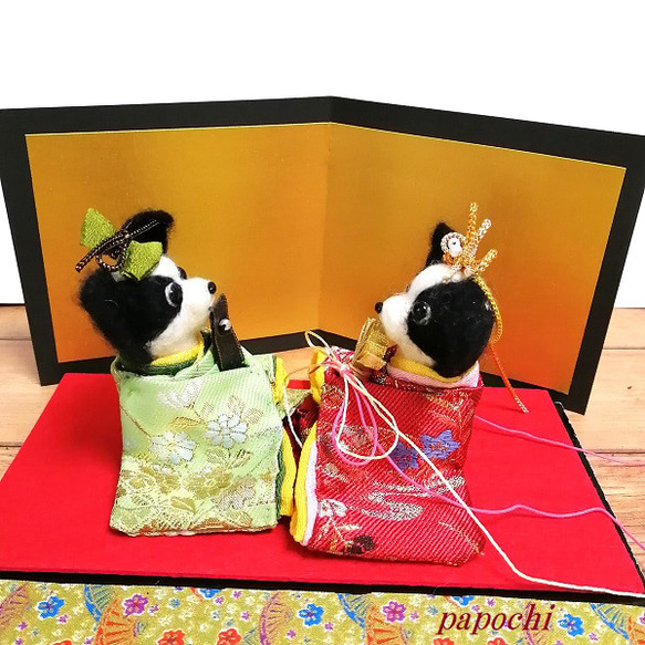 羊毛ひな人形セット(パピヨン) 5枚目の画像