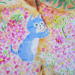 ✻【原画/キャンバス】Chez le Fleuriste お花屋さんにて / ポテとゆきだるまん no.36 アクリル画 3枚目の画像