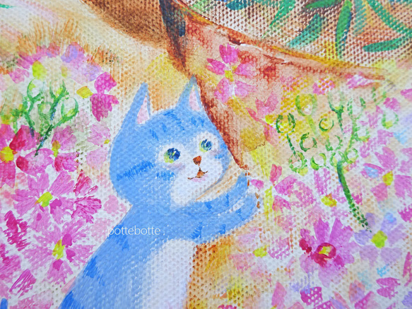 ✻【原画/キャンバス】Chez le Fleuriste お花屋さんにて / ポテとゆきだるまん no.36 アクリル画 13枚目の画像