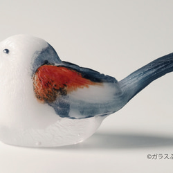 ガラス「シマエナガ」/オブジェ　置物　鳥 3枚目の画像