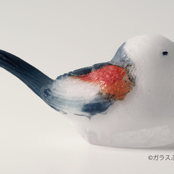 ガラス「シマエナガ」/オブジェ　置物　鳥 5枚目の画像