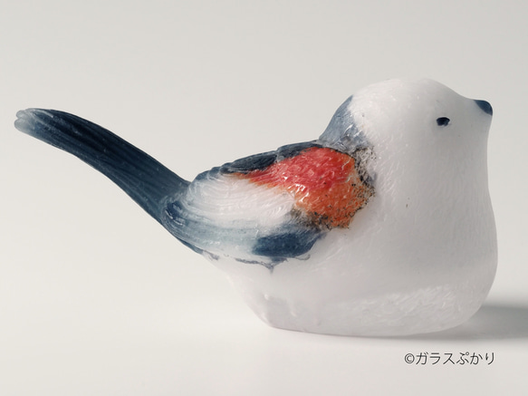 ガラス「シマエナガ」/オブジェ　置物　鳥 5枚目の画像