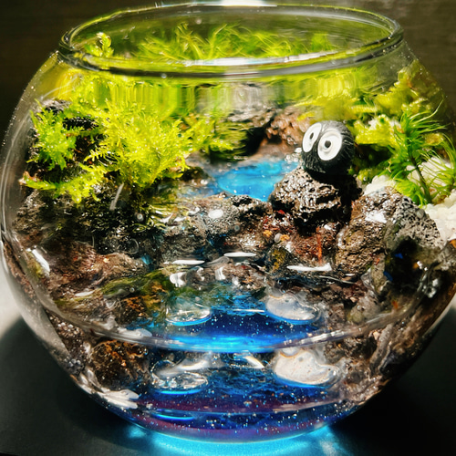 ❣️苔アート❣️テラリウム ガラス製 自然風景 苔と川のせせらぎ🌿 水景の苔テラリウム THE☆MOSS