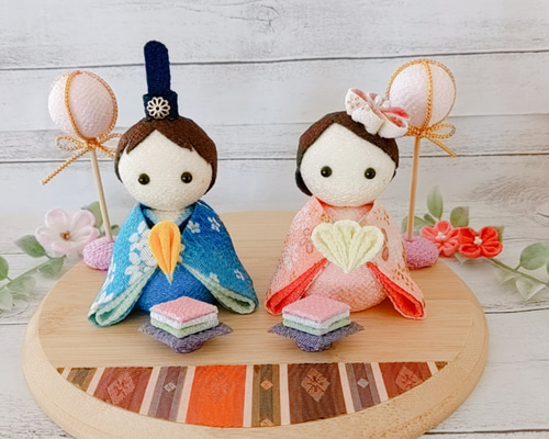 ひな人形 パステルカラーのお雛様 ひな祭り おひな様 つまみ細工