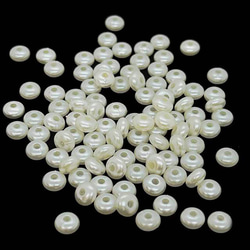 【100顆】珍珠珠★紐扣/6mm★米白色圓形樹脂珍珠塑膠珍珠 第3張的照片