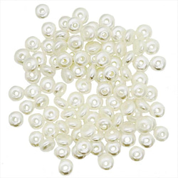 【100顆】珍珠珠★紐扣/6mm★米白色圓形樹脂珍珠塑膠珍珠 第4張的照片