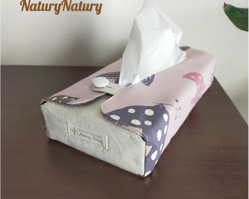 カボチャ型ティッシュボックス ピンク ホワイト 鳥柄のボックスティッシュケース(ピンク)受注生産♪ ティッシュケース