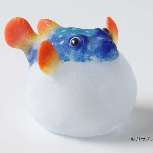 ガラス「ふくらフグ」/オブジェ 置物 魚 立体・オブジェ ガラス