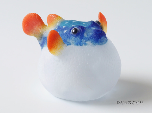 ガラス「ふくらフグ」/オブジェ 置物 魚 立体・オブジェ ガラスぷかり