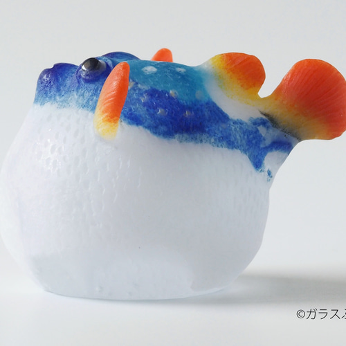 ガラス「ふくらフグ」/オブジェ 置物 魚 立体・オブジェ ガラス