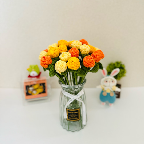 在庫セール‼️15本 ミニ薔薇 ブーケ 編みぐるみ バラ かぎ針編み 在庫セール‼️15本 ミニ薔薇 ブーケ 編みぐるみ バラ かぎ針編み