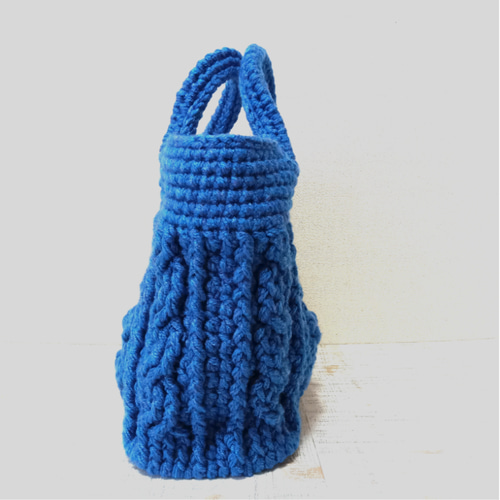 001☆ハンドメイド☆ニットバッグ☆毛糸バッグ☆バイカラー