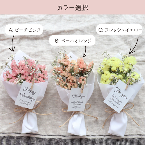 New!】春色!かすみ草とスターチスの小さなドライフラワーブーケ New!】春色!かすみ草とスターチスの小さなドライフラワーブーケ