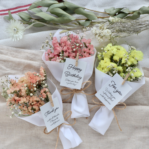 【人気ショップが最安値挑戦！】 New!】春色！かすみ草とスターチスの小さなドライフラワーブーケ Flower Leasing