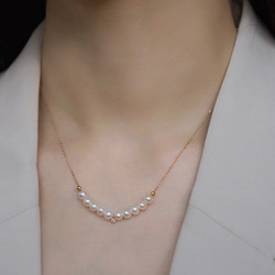 【高級】淡水真珠　ダイヤモンド付きネックレスk18 5枚目の画像