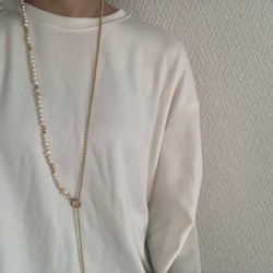 ーlong pearl ball  chain necklaceー　ロングネックレス　ボールチェーン　パールネックレス　 7枚目の画像