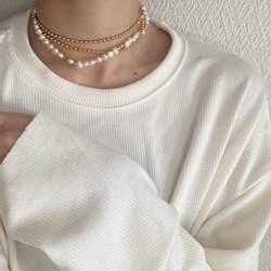 ーlong pearl ball  chain necklaceー　ロングネックレス　ボールチェーン　パールネックレス　 12枚目の画像