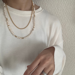 ーlong pearl ball  chain necklaceー　ロングネックレス　ボールチェーン　パールネックレス　 10枚目の画像