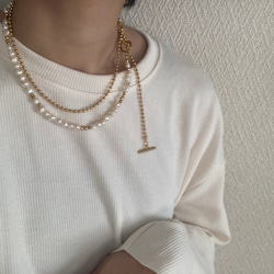 ーlong pearl ball  chain necklaceー　ロングネックレス　ボールチェーン　パールネックレス　 15枚目の画像