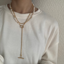 ーlong pearl ball  chain necklaceー　ロングネックレス　ボールチェーン　パールネックレス　 11枚目の画像