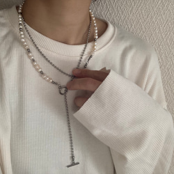 ーlong pearl ball  chain necklaceー　ロングネックレス　ボールチェーン　パールネックレス　 19枚目の画像