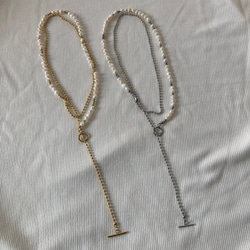 ーlong pearl ball  chain necklaceー　ロングネックレス　ボールチェーン　パールネックレス　 2枚目の画像