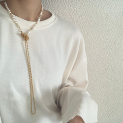 ーlong pearl ball  chain necklaceー　ロングネックレス　ボールチェーン　パールネックレス　 14枚目の画像