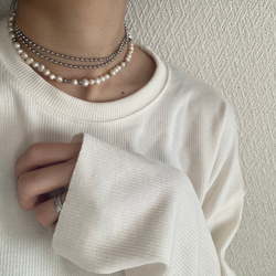 ーlong pearl ball  chain necklaceー　ロングネックレス　ボールチェーン　パールネックレス　 20枚目の画像