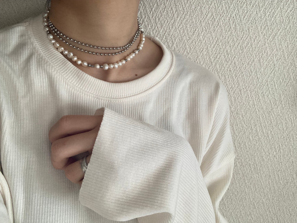 ーlong pearl ball  chain necklaceー　ロングネックレス　ボールチェーン　パールネックレス　 20枚目の画像