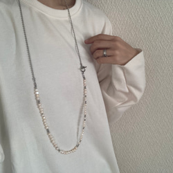 ーlong pearl ball  chain necklaceー　ロングネックレス　ボールチェーン　パールネックレス　 16枚目の画像