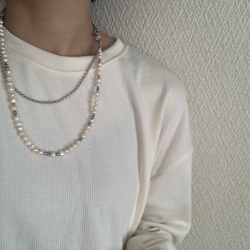 ーlong pearl ball  chain necklaceー　ロングネックレス　ボールチェーン　パールネックレス　 17枚目の画像