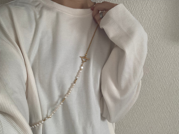 ーlong pearl ball  chain necklaceー　ロングネックレス　ボールチェーン　パールネックレス　 9枚目の画像