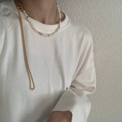 ーlong pearl ball  chain necklaceー　ロングネックレス　ボールチェーン　パールネックレス　 13枚目の画像