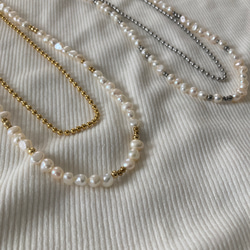 ーlong pearl ball  chain necklaceー　ロングネックレス　ボールチェーン　パールネックレス　 4枚目の画像